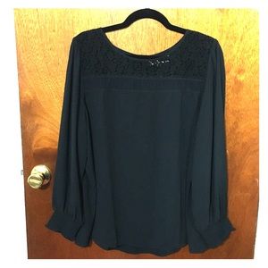 LOFT smocked lace yoke blouse petite xxl NWT